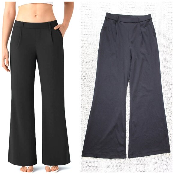 Halara Mid Rise Pocket Casual Bootcut Pants Black Size Small Pull on pockets - Picture 1 of 10